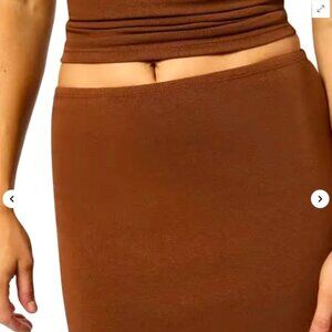 NWT Revolve WeWoreWhat Women"s Pull on Midi Skirt - Saddle Sz S Color Brown